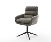 Drehstuhl Abelia-Flex mit Armlehnen Bouclé Soft Schlamm Fußkreuz Schwa...