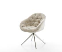 Drehstuhl Gaio-Flex Webstoff Soft Beige Kreuzgestell breit Edelstahl 3...