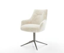 Drehstuhl Alja-Flex mit Armlehnen Plüsch Creme-Weiß Fußkreuz Graphit 3...