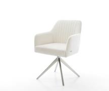 Drehstuhl Greg-Flex Bouclé Soft Beige Kreuzgestell breit Edelstahl 360...