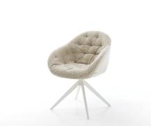 Drehstuhl Gaio-Flex Webstoff Soft Beige Kreuzgestell breit Weiß 360° d...