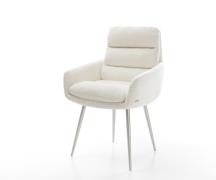 Esszimmerstuhl Abelia-Flex mit Armlehnen Bouclé Soft Beige 4-Fuß konis...