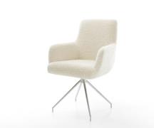 Esszimmerstuhl Heira-Flex mit Armlehnen Teddystoff Beige Kreuzgestell ...