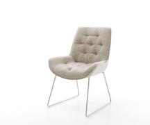 Esszimmerstuhl Taimi-Flex Webstoff Soft Beige Kufengestell Edelstahl