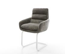 Freischwinger Abelia-Flex mit Armlehnen Bouclé Soft Schlamm Freischwin...