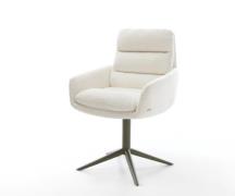 Drehstuhl Abelia-Flex mit Armlehnen Bouclé Soft Beige Fußkreuz Effektf...