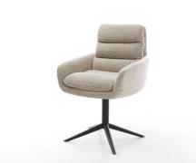 Drehstuhl Abelia-Flex mit Armlehnen Webstoff Soft Beige Fußkreuz Schwa...