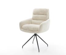 Esszimmerstuhl Abelia-Flex mit Armlehnen Plüsch Creme-Weiß Kreuzgestel...