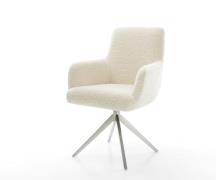 Drehstuhl Heira-Flex mit Armlehnen Teddystoff Beige Kreuzgestell breit...