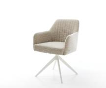 Drehstuhl Greg-Flex Webstoff Soft Beige Kreuzgestell breit Weiß 360° d...