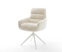 Drehstuhl Abelia-Flex mit Armlehnen Plüsch Creme-Weiß Kreuzgestell bre...