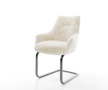 Freischwinger Alja-Flex mit Armlehnen Plüsch Creme-Weiß Freischwinger ...