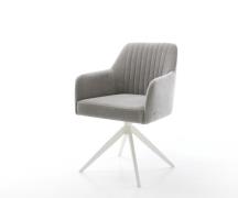 Drehstuhl Greg-Flex Strukturstoff Soft Grau Kreuzgestell breit Weiß 36...