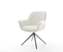 Drehstuhl Keila-Flex mit Armlehnen Bouclé Soft Beige Kreuzgestell brei...