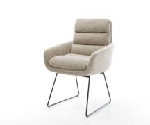 Esszimmerstuhl Abelia-Flex mit Armlehnen Webstoff Soft Beige Kufengest...