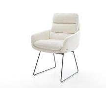 Esszimmerstuhl Abelia-Flex mit Armlehnen Bouclé Soft Beige Kufengestel...