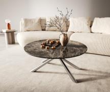 Couchtisch Edge Rund 90x90 cm Keramik Emperador Extra Lucidato Dunkelb...