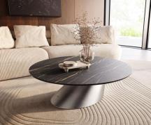 Couchtisch Edge Rund 100x100 cm Keramik Laminam® Noir Desir Braun Coni...