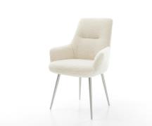 Esszimmerstuhl Zelia-Flex mit Armlehnen Teddystoff Beige 4-Fuß konisch...