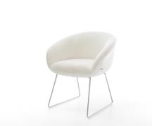 Esszimmerstuhl Vinka-Flex mit Armlehnen Bouclé Soft Beige Kufengestell...