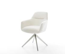 Drehstuhl Pejo-Flex Bouclé Soft Beige Kreuzgestell breit Edelstahl 360...