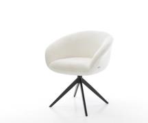 Drehstuhl Vinka-Flex mit Armlehnen Bouclé Soft Beige Kreuzgestell brei...