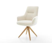 Drehstuhl Zelia-Flex mit Armlehnen Teddystoff Beige Holzgestell kantig...