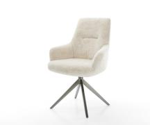 Drehstuhl Zelia-Flex mit Armlehnen Plüsch Creme-Weiß Kreuzgestell brei...