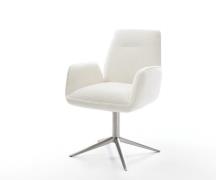 Drehstuhl Zoa-Flex Bouclé Soft Beige Fußkreuz Edelstahl 360° drehbar W...