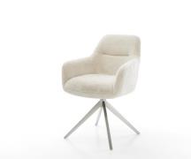 Drehstuhl Pejo-Flex Plüsch Creme-Weiß Kreuzgestell breit Edelstahl 360...