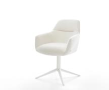 Drehstuhl Pejo-Flex Bouclé Soft Beige Fußkreuz Weiß 360° drehbar Wippf...
