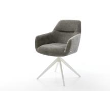 Drehstuhl Pejo-Flex Bouclé Soft Schlamm Kreuzgestell breit Weiß 360° d...