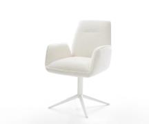 Drehstuhl Zoa-Flex Bouclé Soft Beige Fußkreuz Weiß 360° drehbar Wippfu...