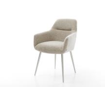 Esszimmerstuhl Pejo-Flex Webstoff Soft Beige 4-Fuß konisch Edelstahl T...