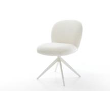 Drehstuhl Nube-Flex Bouclé Soft Beige Kreuzgestell breit Weiß 360° dre...