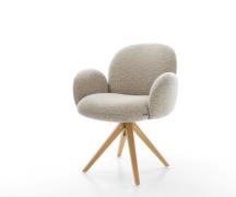 Drehstuhl Nube-Flex mit Armlehnen Webstoff Soft Beige Holzgestell kant...