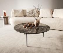 Couchtisch Edge Rund 90x90 cm Keramik Laminam® Emperador Extra Lucidat...