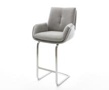 Barstuhl Clea-Flex Strukturstoff Soft Grau Freischwinger Flach Edelsta...