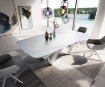 Esstisch Edge Boot 240x120 cm Reliefglas Perlmutt 3D-Design Spider Met...