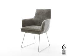 Esszimmerstuhl Heira-Flex mit Armlehnen Bouclé Soft Schlamm Kufengeste...