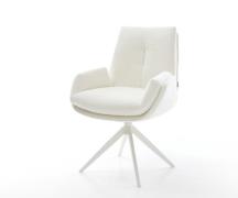 Drehstuhl Clea-Flex Bouclé Soft Beige Kreuzgestell breit Weiß 360° dre...