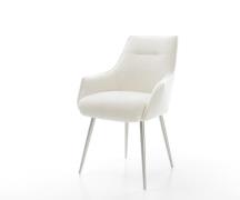 Esszimmerstuhl Alja-Flex mit Armlehnen Bouclé Soft Beige 4-Fuß konisch...