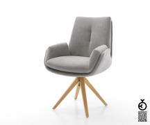 Drehstuhl Clea-Flex Strukturstoff Soft Grau Holzgestell kantig Natur 1...