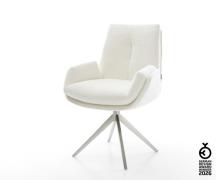 Drehstuhl Clea-Flex Bouclé Soft Beige Kreuzgestell breit Edelstahl 360...