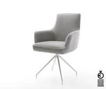 Esszimmerstuhl Heira-Flex mit Armlehnen Strukturstoff Soft Grau Kreuzg...