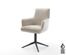 Drehstuhl Heira-Flex mit Armlehnen Webstoff Soft Beige Fußkreuz Schwar...