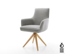 Drehstuhl Heira-Flex mit Armlehnen Strukturstoff Soft Grau Holzgestell...