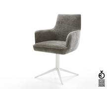 Drehstuhl Heira-Flex mit Armlehnen Bouclé Soft Schlamm Fußkreuz Weiß 3...