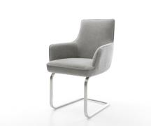 Freischwinger Heira-Flex mit Armlehnen Strukturstoff Soft Grau Freisch...
