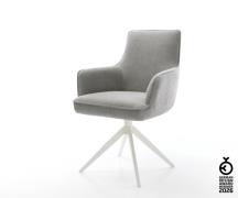 Drehstuhl Heira-Flex mit Armlehnen Strukturstoff Soft Grau Kreuzgestel...